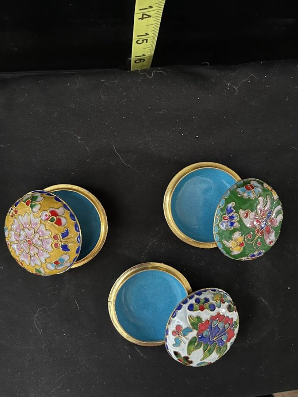 Hand Crafted Chinese Cloisonne Trinket Containers - Picture 2 of 2